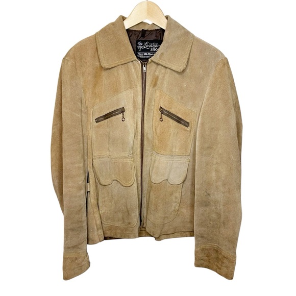 Vintage 70s Sears The Leather Shop Genuine Suede Zip Jacket Size 42